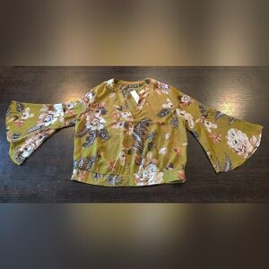 NY&C 7th Avenue Floral Bell Sleeve Blouse - Size L
